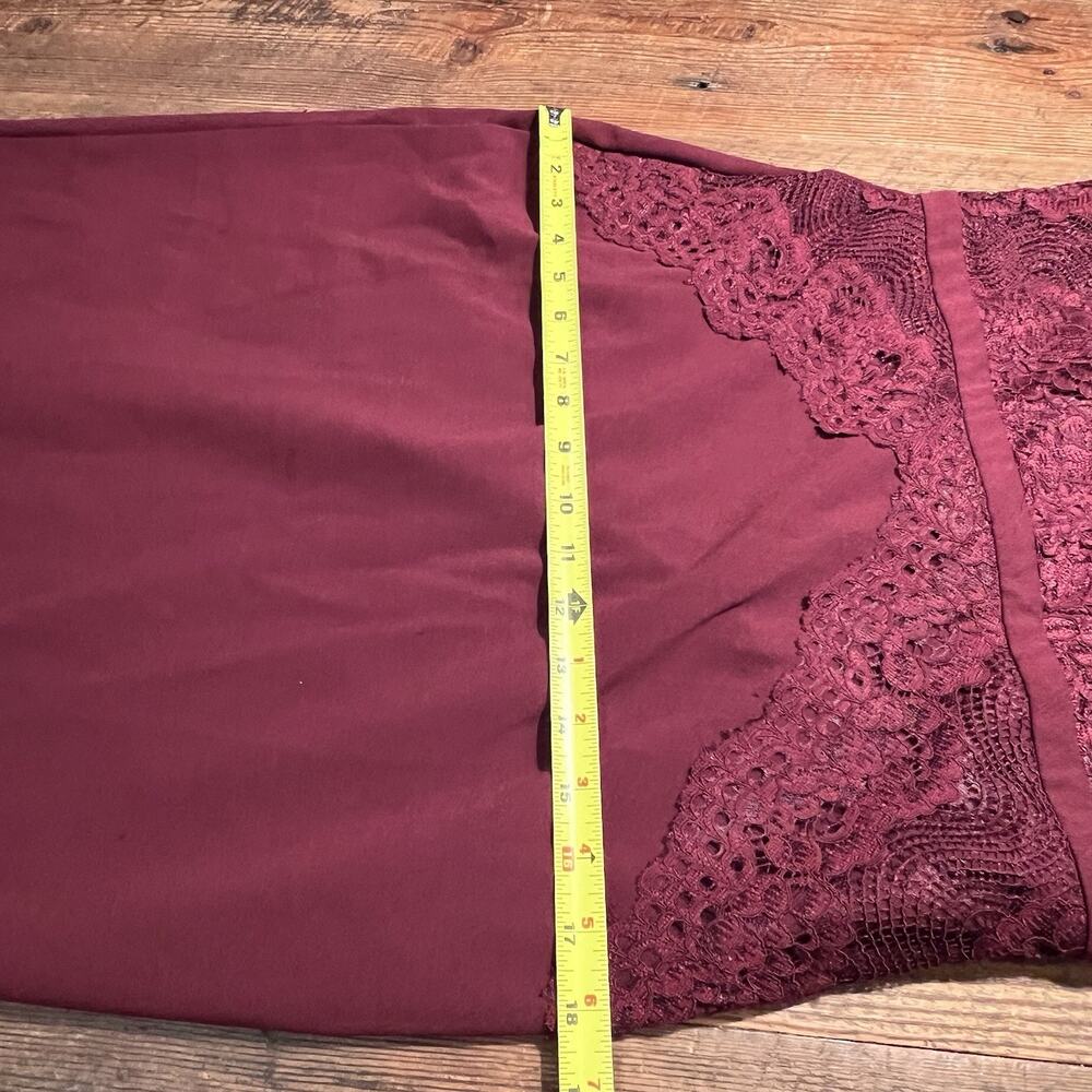 Y2K Whimsigoth Burgundy Slip Dress Sheer Lace Dark Fairy Romantic Witchy Vamp XL - Picture 15 of 16